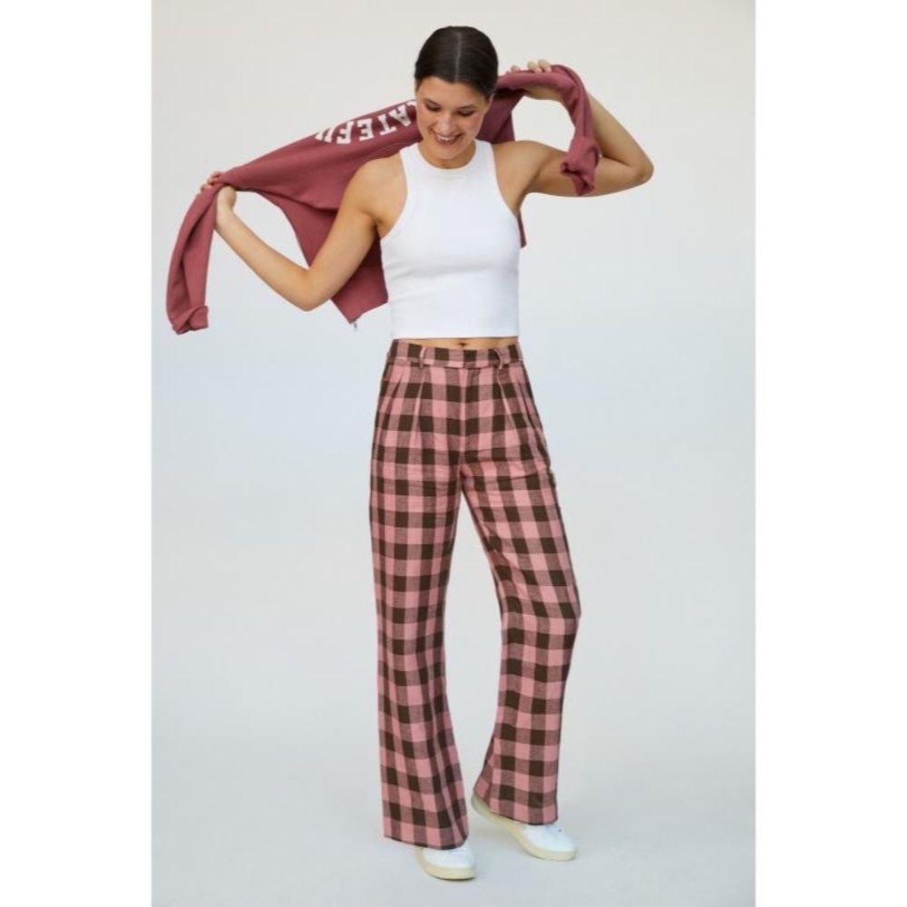 NWOT Scotch & Soda Edie checkered linen trousers